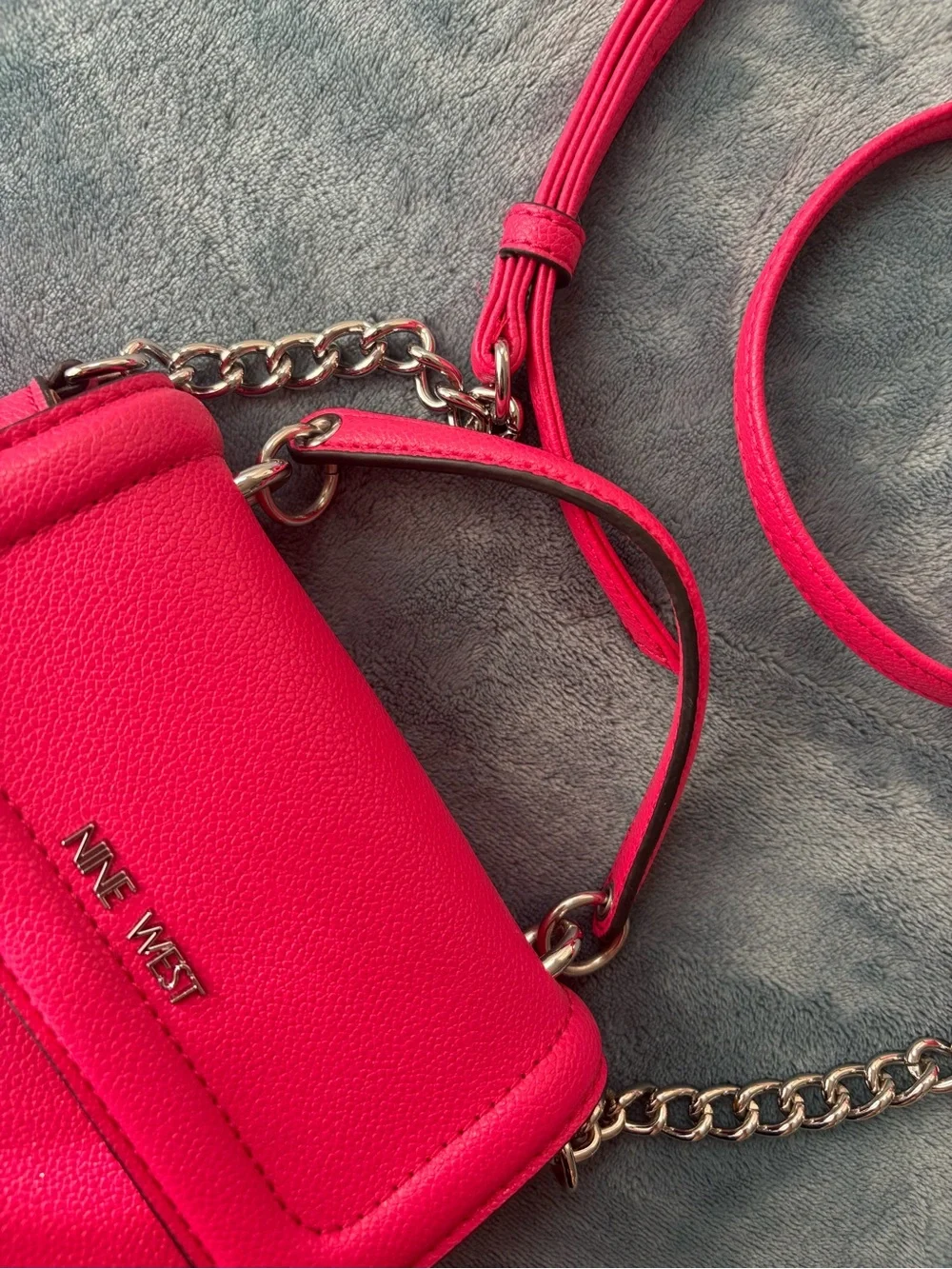 Nine West Hot Pink Crossbody Bag with silver Hardware